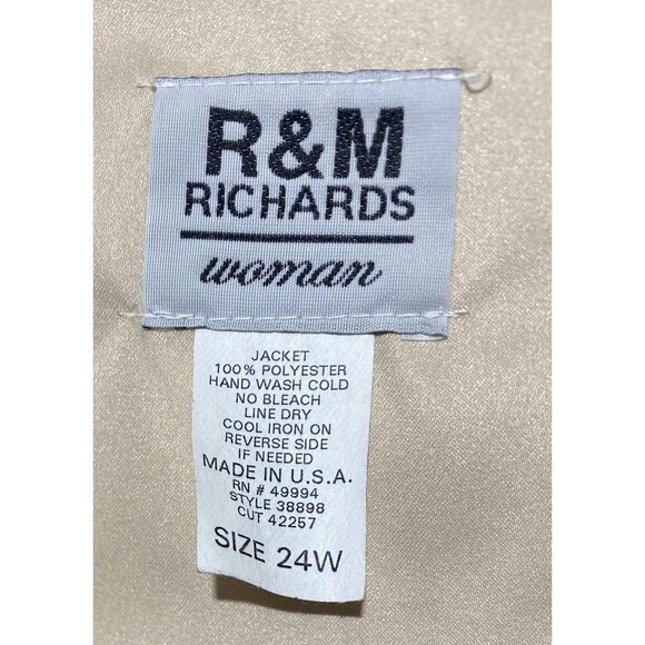 R&M Richards Jacket Womens 24W Champagne Glitter Open Front Tie Waist Evening - Picture 5 of 10